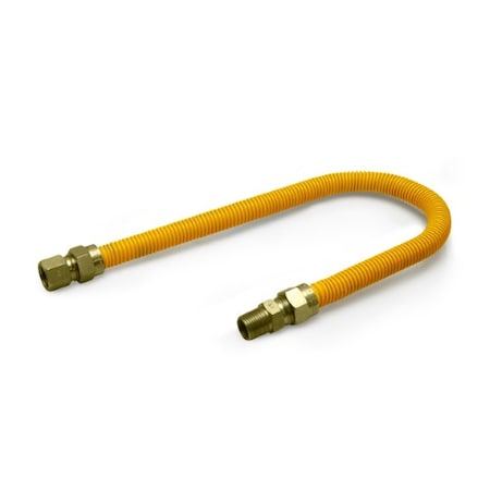 Flextron Gas Line Hose 5/8'' O.D.x36'' Len 1/2" FIPxMIP Fittings Yellow Coated Stainless Steel Flexible FTGC-YC12-36C